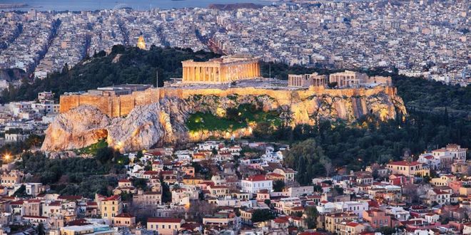 L'Acropoli e la città di Atene in Grecia