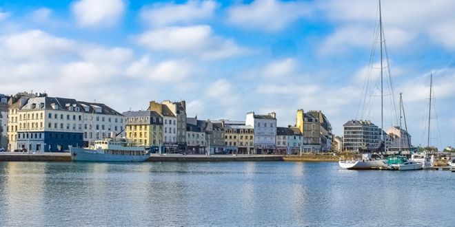 The harbor with boats in Cherbourg-en-Cotentin, Normandy, France