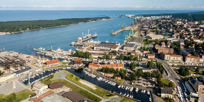 The town and port of Klaipėda in Lithuania