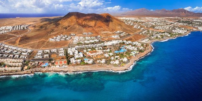 The coast of Playa Blanca in Lanzarote, Canary Islands, Spain