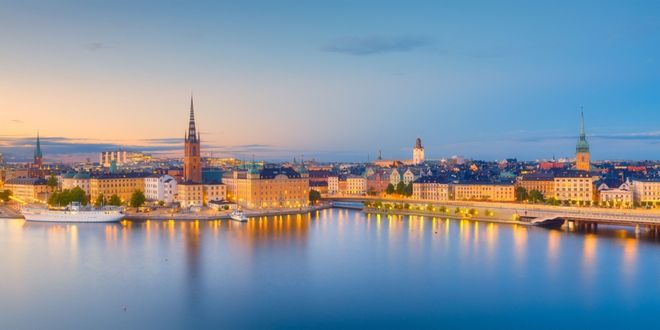 The old town and seafront of Stockholm in Sweden