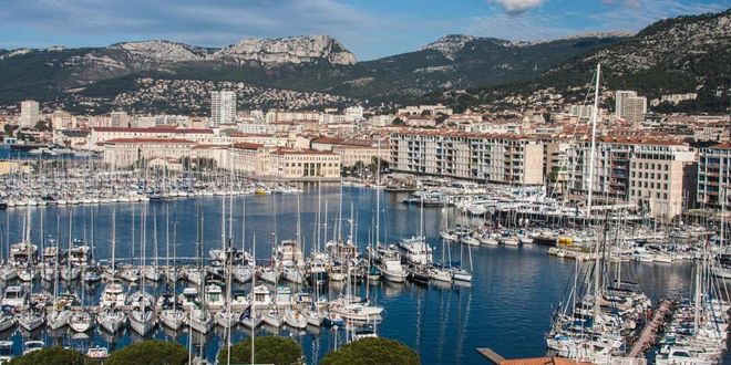 Yachts at the marina of Toulon in southern France