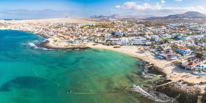 Aerial view of Corralejo in Fuerteventura, Canary Islands, Spain