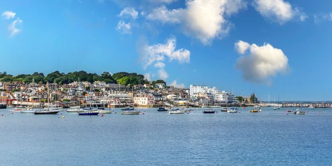 View of boats in Cowes, Isle of Wight
