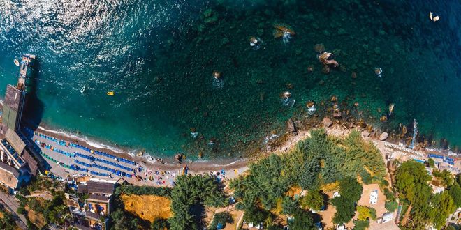 Vue aérienne de Nerano, en Italie