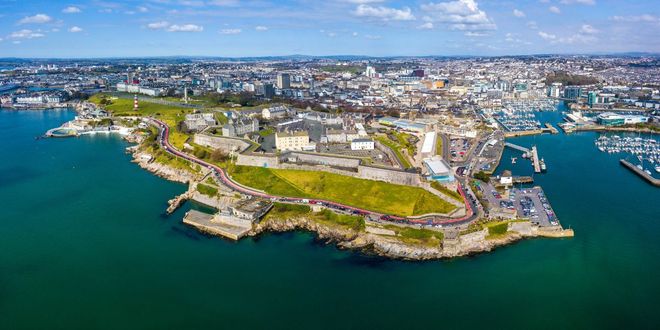 Aerial view of Plymouth, England, UK