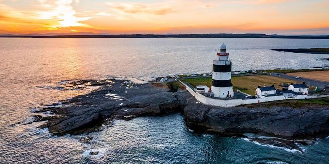 Aerial view of Hook Lighthouse in County Wexford, Ireland