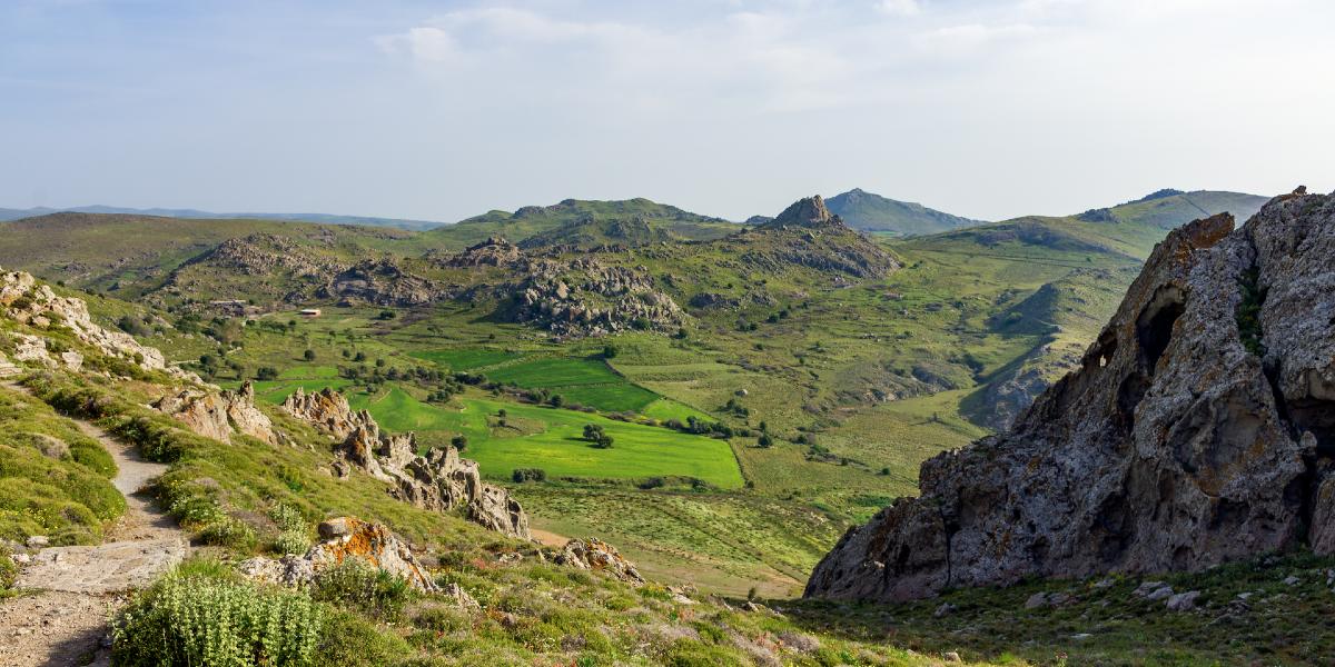 green nature, mountains, rocks, plain in Lemnos