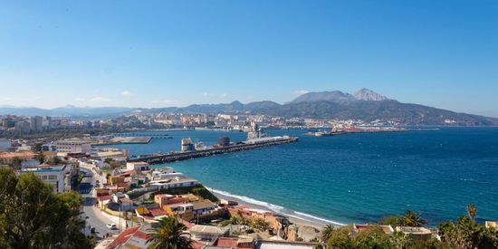 The city and port of Ceuta on the North African coast