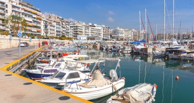 Boats and yachts at the port of Piraeus in Athens