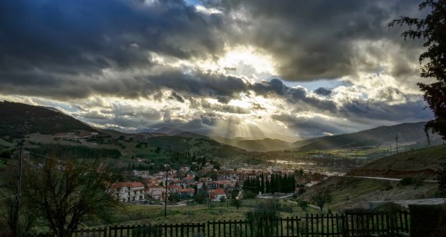 Sunset over the mountains in Peloponnese