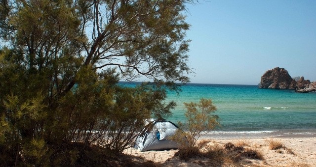 Camping on the beach in Sifnos