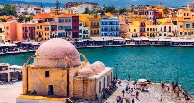 The old port of Chania in Crete, Greece