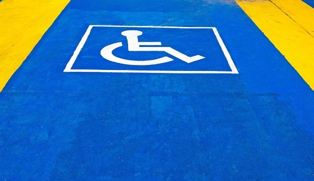 Disabled parking spot in the ferry car deck