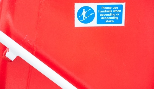 Staircase handrail on a ferry in Greece