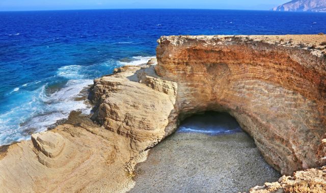 Πανοραμική θέα της παραλίας Γάλα στο Άνω Κουφονήσι, Μικρές Κυκλάδες