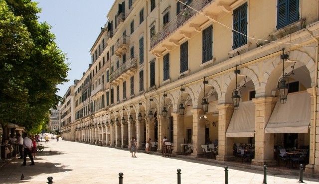 The pedestrian Liston Street of Corfu in Greece with access to people with disabilities