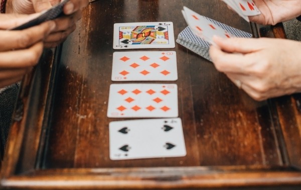 Playing card games on the ferry