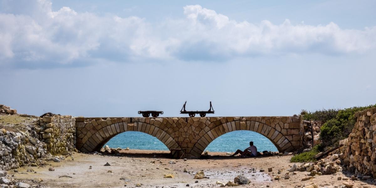 Little stone bridge at a beach of Milos