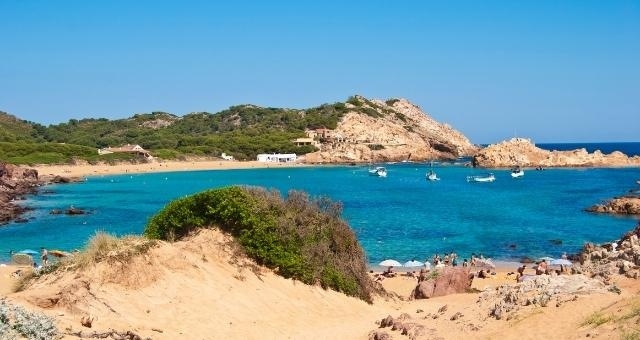 Sandy beach in Menorca with turquoise waters