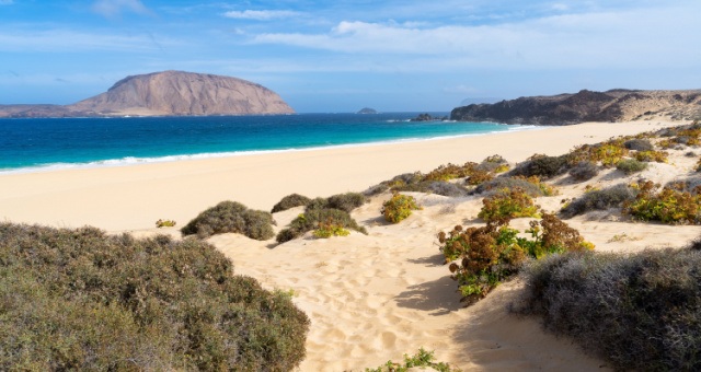 Las Conchas beach in La Graciosa, Canary Islands, Spain