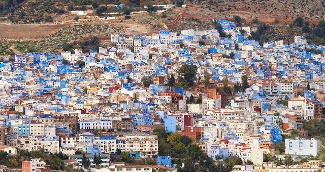 A cidade azul de Chefchaouen no norte de Marrocos