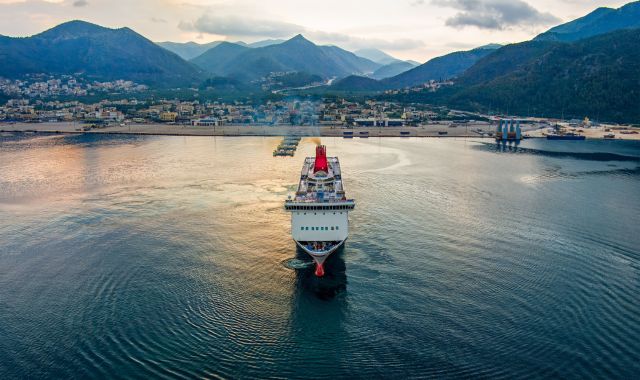 Ferry arriving at the port of Igoumenitsa in Greece