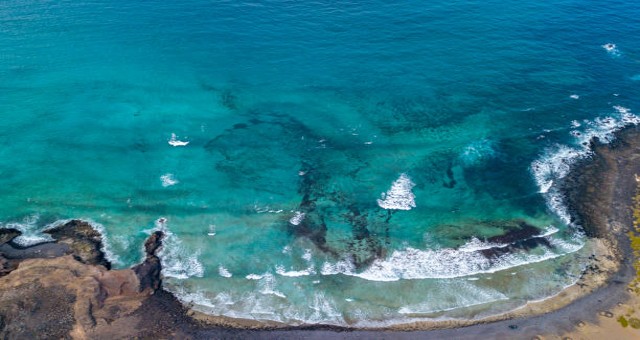 Veduta aerea della spiaggia di Cantería a Lanzarote