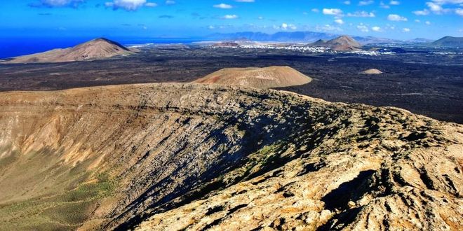 The stunning volcanic crater in Timanfaya National Park, Lanzarote, Spain