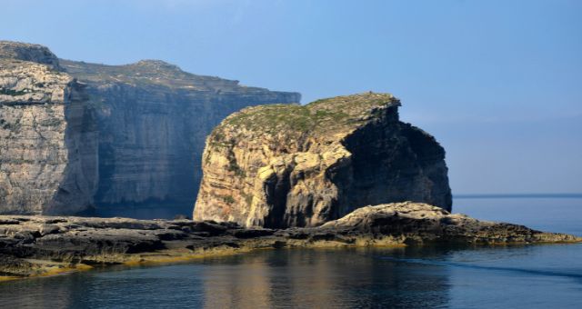 The wild coastline of the Maltese island of Gozo