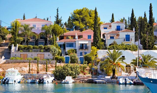 Boats at the old harbor of Spetses