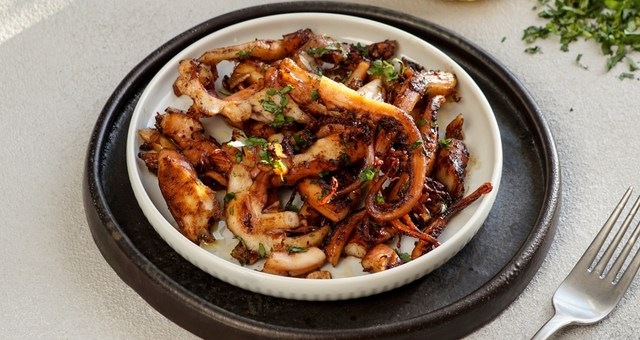 “Frito de pulpo” fried octopus, a delicacy in Formentera, Spain