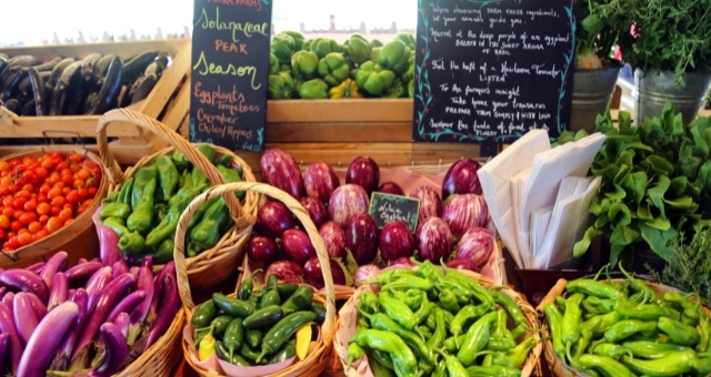 Fresh vegetables at a Greek farmers' market