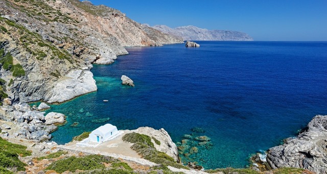 The beach and chapel of Agia Anna in Amorgos