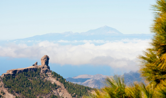 Roque Nublo Crag with Mount Teide in the background