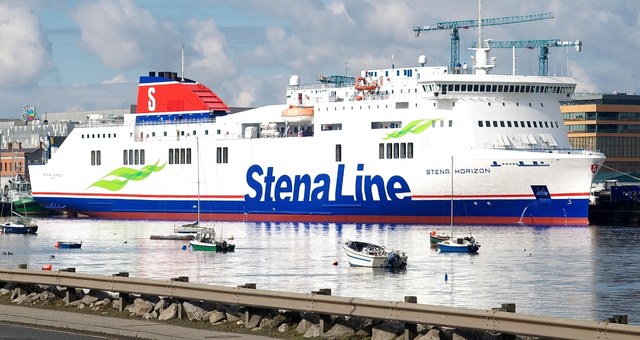 The Stena Line “Stena Horizon” vessel anchored in Cherbourg