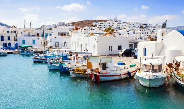 View of port in Naousa, Paros, Cyclades