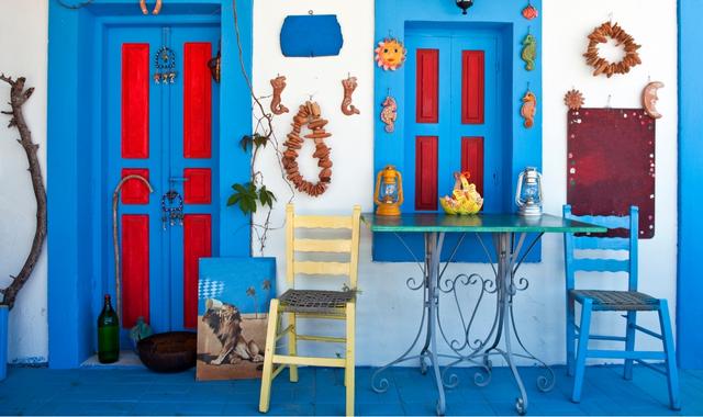 Colorful tavern at the village of Zia in Kos, Dodecanese