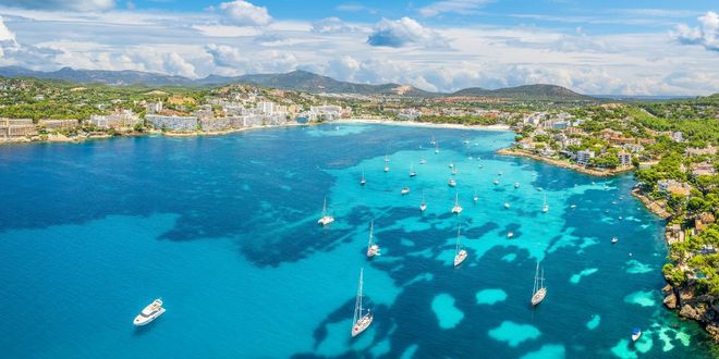 View of Cala de Santa Ponça in Mallorca, Balearic Islands, Spain