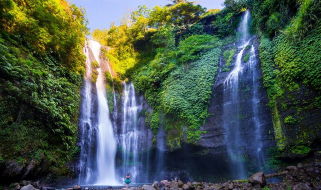 View of Lemukih Waterfalls in Bali, Indonesia