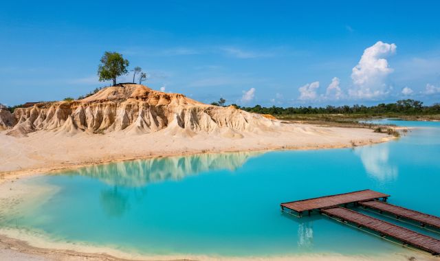 View of sand dunes and lake in Bintan, Indonesia