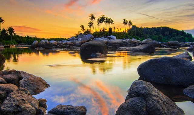 Sunrise view at Trikora beach in Bintan, Indonesia