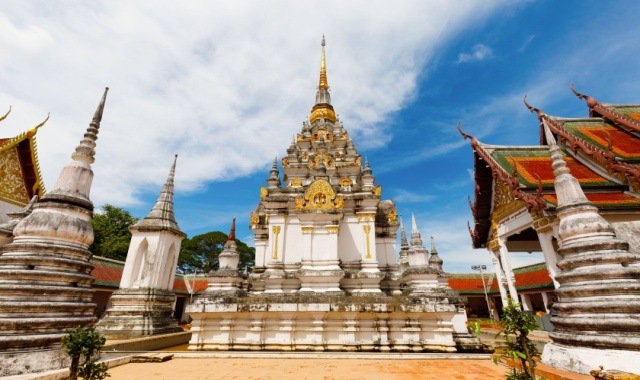Wat Phra Borommathat Chaiya Ratchaworawihan temple, in Surat Thani, Thailand
