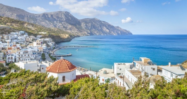Diafani village by the sea in Karpathos island, Greece