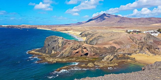 The rugged coast and volcanic landscape of Lanzarote in the Canary Islands, Spain