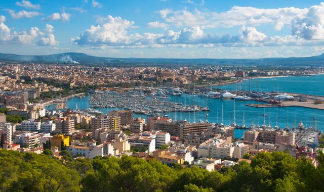 Aerial view of Palma de Mallorca, Balearic Islands, Spain