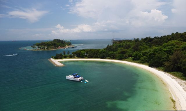 Panoramic view of beach on Lazarus Island, Singapore