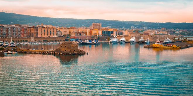 Panoramic the port of Civitavecchia near Rome, Italy
