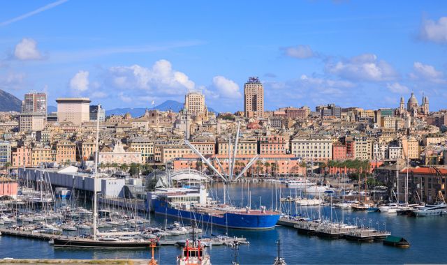 View of Old Port in Genoa, Italy