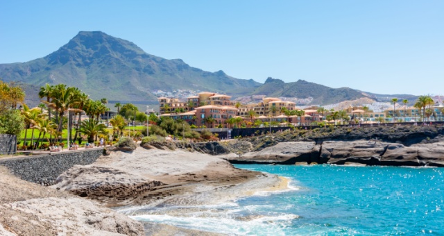 Aerial view of Costa Adeje coastline in southern Tenerife, Spain